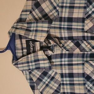 Teal plaid Pearl snap